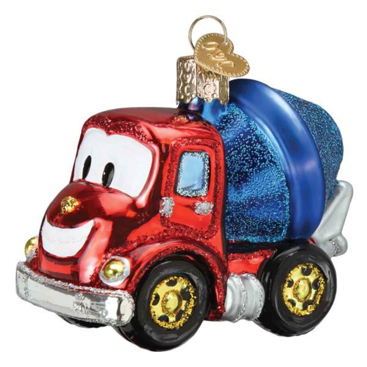 Old World Christmas 2.75 In Cheerful Cement Truck Tree Ornament , Ornament Construction Toy